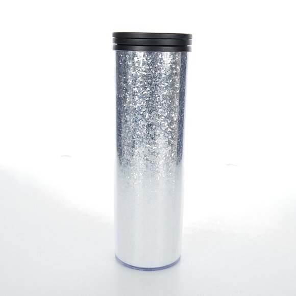 Starbucks 2019 Holiday Silver Glitter Snow Ombre Plastic Tumbler 16 oz - Picture 2 of 6